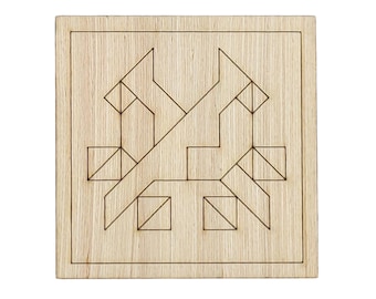 Cardinal Style Quilt Pattern DIY, Unfinished Wood Cutout, Paint by Line, Wood Barn Quilt, DIY Unfinished Paintable Wood Wall Decor