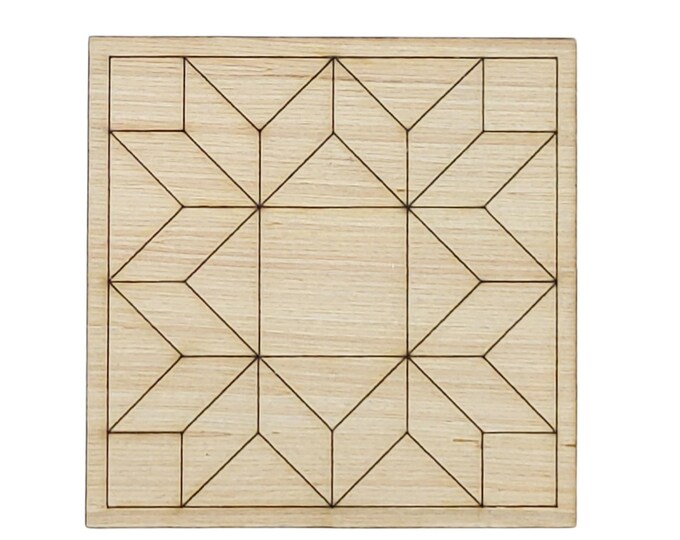 G16 - Geometric Barn Quilt Square, Unfinished Wall Art Square, DIY Paintable, Wood Cutout, Wooden, Art and Crafts, Wall Décor, Mosaic