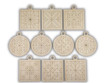 D&D Barn Quilt Pattern Ornaments Painting Kit, DIY Craft Kit, Ornament Painting Kit, Holiday Christmas Craft, Holiday DIY, Holiday Party CO1