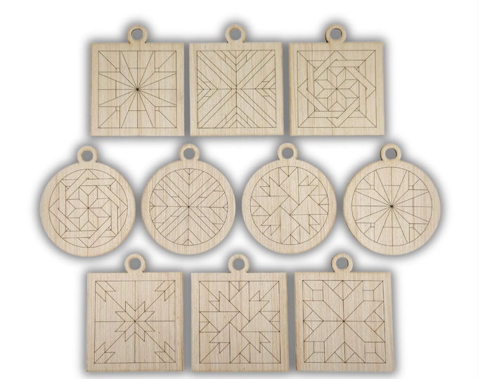 D&D Barn Quilt Pattern Ornaments Painting Kit, DIY Craft Kit, Ornament Painting Kit, Holiday Christmas Craft, Holiday DIY, Holiday Party CO1