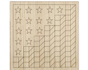 P2 - Patriotic Barn Quilt Pattern American Flag DIY, Unfinished Wood Cutout, Paint by Line, Wood Barn Quilt, DIY Unfinished Paintable Wood