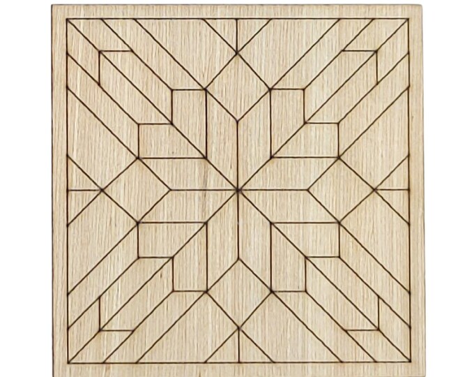 G10 - Geometric Style Quilt Pattern DIY, Unfinished Wood Cutout, Paint by Line, Wood Barn Quilt, DIY Unfinished Paintable Wood Wall Decor