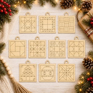 S3 - DIY Barn Quilt Pattern Ornaments Painting Kit, DIY Craft Kit, Ornament Painting Kit, Christmas Craft, Holiday DIY, Holiday Party CO3