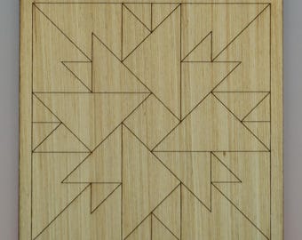 G4 - Double Aster Style Quilt Block Pattern DIY, Wood Cutout, Paint by Line, Wood Barn Quilt, DIY Unfinished Paintable Wood Wall Decor