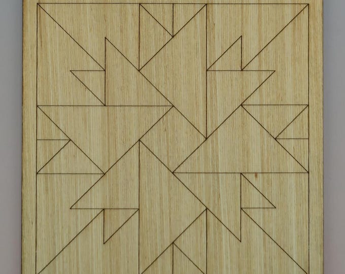 G4 - Double Aster Style Quilt Block Pattern DIY, Wood Cutout, Paint by Line, Wood Barn Quilt, DIY Unfinished Paintable Wood Wall Decor