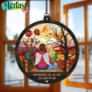 Personalized Memorial Suncatcher, Loss of Mom or Dad Remembrance Ornament, Sympathy Gifts for Loved Ones, Family Keepsake