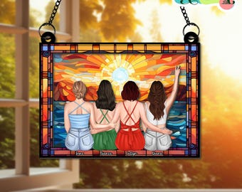 Personalized Sisters Window Hanging Suncatcher Ornament, Custom Besties Forever, Birthday Gift, Friendship Gift, Bestie Gift, Sistas Gift