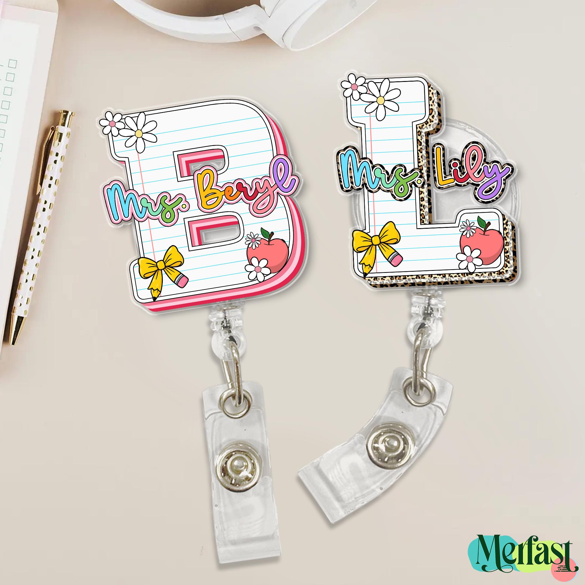 Personalized Teacher Name Badge Reel, Back to School Gift, Retractable ID Holder for Teacher, Appreciation Gift, Gift for Teachers