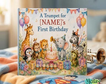Personalized First Birthday Book, Custom Name Baby Storybook, 1st Birthday Gift for Boy or Girl, One Year Old Keepsake, Animal Birthday Book