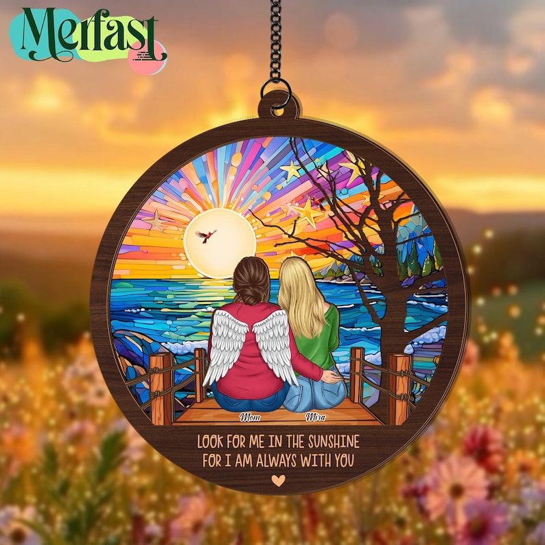 Loss of Mother Suncatcher, Custom Mom Memorial Ornament, Remembrance Keepsake, Sympathy Gift, Family Christmas 2024 Ornament