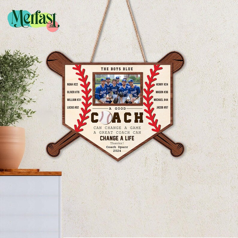 End of Season Baseball Coach Gift – Personalized Thank You Plaque, Softball or Baseball Team Gift
