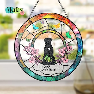Custom Dog Breed Stained Glass Suncatcher, Dog Memorial Suncatcher, Personalized Gift for Dog Lovers, Pet Keepsake, Dog Loss Gift
