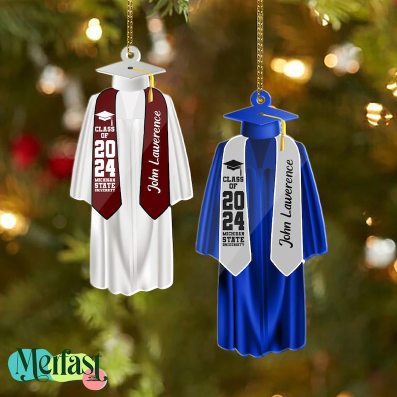 Personalized Class of 2025 Graduation Ornament, College or High School Grad Gift, Unique Custom Graduation Keepsake, Gift for Him or Her