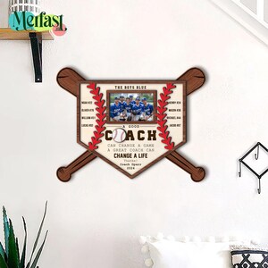 Baseball Coach Thank You Gift – Custom Wood Print with Photo, Great Season Appreciation Award