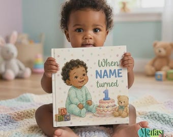 1st Birthday Gift Personalised Book | First Birthday Boy Girl Toddler | Custom Name One Year Old | Personalized Baby Birthday Keepsake