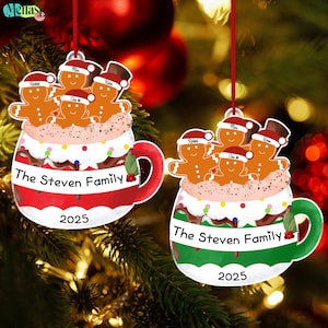 Personalized Gingerbread Family Ornament 2025, Family Name Ornament, Holiday Decoration, Xmas Tree Decor, Christmas Tree Ornament