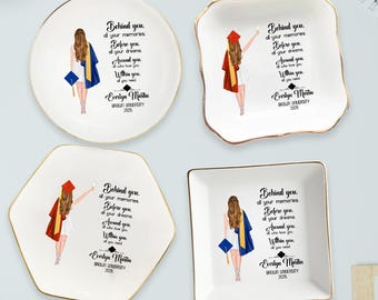 Custom Graduation Jewelry Dish for Her, Class of 2025 Graduation Gift, College Senior Keepsake, Jewelry Gift for Her, Masters Gift
