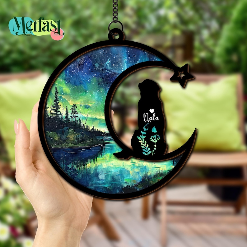 Loss of Dog Sympathy Gift, Personalized Pet Suncatcher, Memorial Dog Ornament, Pet Loss Keepsake, Dog Remembrance Tribute