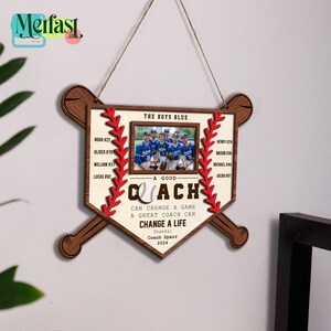 Custom Coach Name & Photo Frame – Personalized Baseball Gift for Coach, Team Manager Gift Idea
