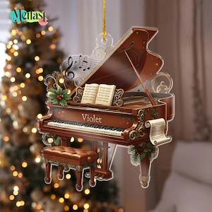 Personalized Piano Christmas Ornament: Custom Name Grand Piano Keepsake, Gift for Piano Lovers