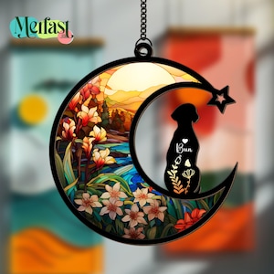 Custom Dog Memorial Suncatcher, Personalized Pet Loss Gift, Sympathy Keepsake for Dog Lovers, Dog Remembrance Ornament