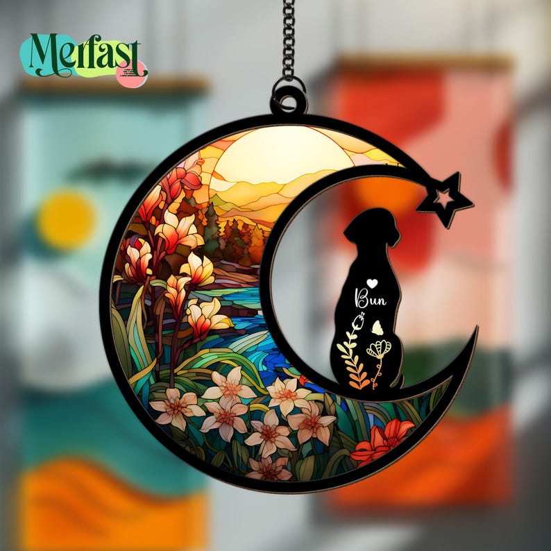 Custom Dog Memorial Suncatcher, Personalized Pet Loss Gift, Sympathy Keepsake for Dog Lovers, Dog Remembrance Ornament