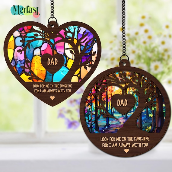 Custom Memorial Suncatcher, Dad Mom Memorial Suncatcher, Father in Heaven, Memorial Gift, Sympathy Gift Family, Loss Of Dad Gift