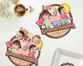 Custom Grandkids Photo Keepsake Magnet for Fridge, Grandchildren Make Life Grand, Mother’s Day Photo Magnet, Grandma’s Gift, Gift for Her