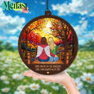Mother and Daughter Memorial Suncatcher, Loss of Mom Sympathy Ornament, Personalized Remembrance Gift, Keepsake for Dad or Mom