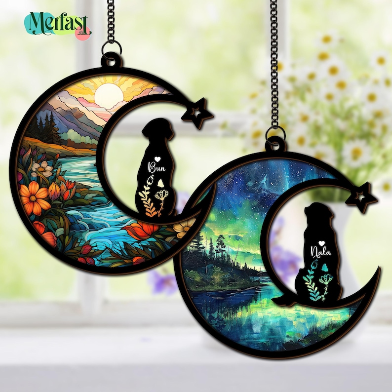 Engraved Dog Memorial Suncatcher, Personalized Loss of Pet Gift, Custom Pet Remembrance Keepsake, Pet Sympathy Tribute
