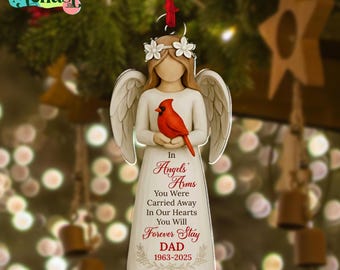 Custom Memorial Cardinal Ornament 2025: In Angels’ Arms Keepsake, Christmas Remembrance Gift