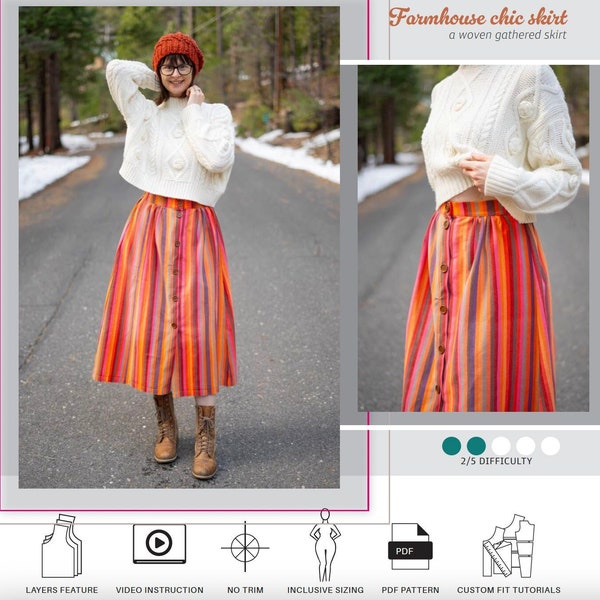 Farmhouse Chic Skirt Sewing Pattern with Video Tutorial