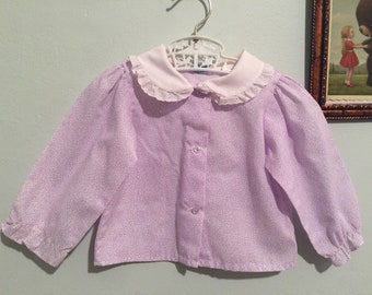Vintage child's floral shirt with white eyelet trim Peter Pan collar • by Miniatures in Fashion, Baby Togs