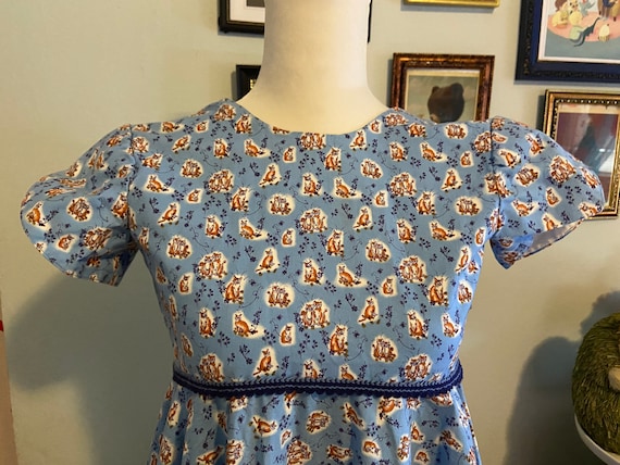 Vintage cat and foxes pattern dress - image 7