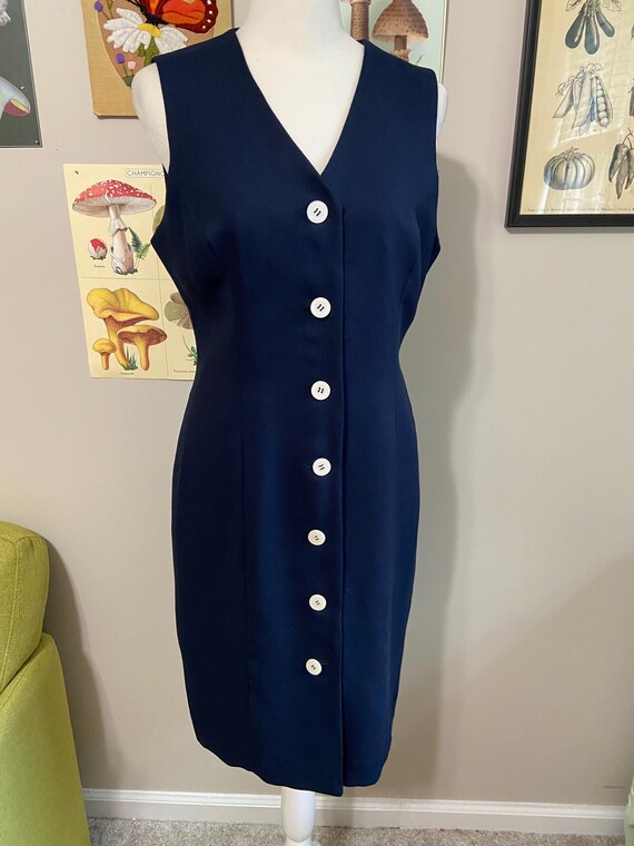 maggy london navy blue dress Maggy London Long Sleeve Wrap Dress Women's Dress Navy/Cream : 10