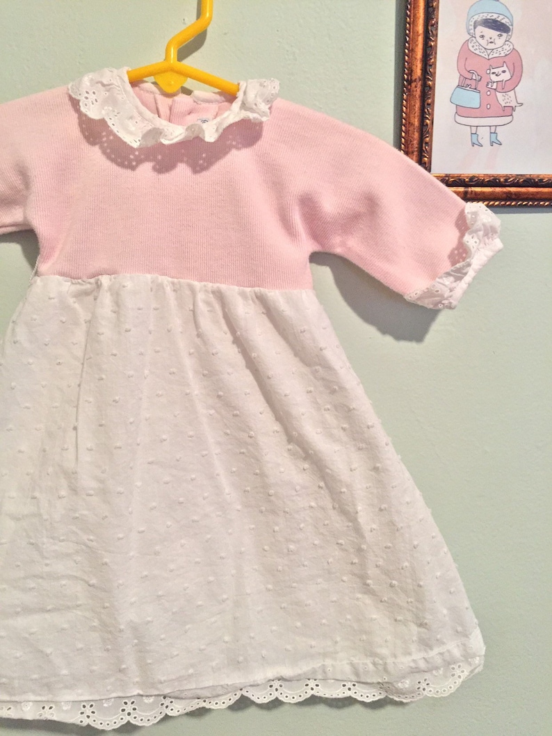 Vintage pink and white eyelet dress 6 months