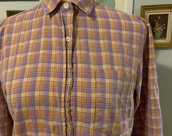 Vintage Jousse France 100% cotton plaid shirt