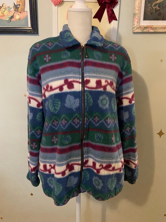Vintage fleece leaf pattern jacket • by Teddi • s… - image 2