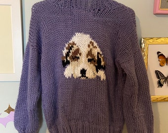 Vintage children’s puppy knit hooded sweater