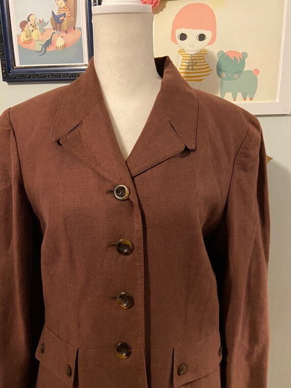 Vintage Brown Linen Jacket by Taylor Studio Size 10 Etsy