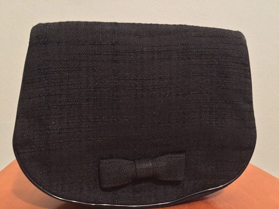 Vintage black bow foldable handbag - image 1