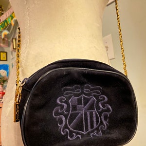 Vintage suede Ann Taylor shield cross body with chain strap