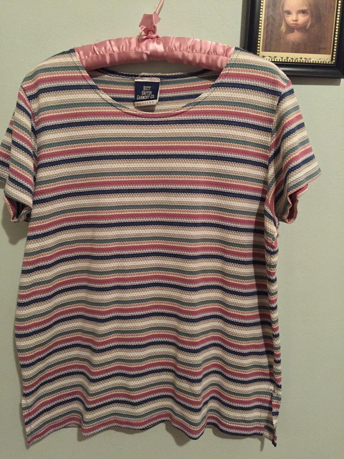 Vintage striped waffle knit tee by Best United Garment Co. | Etsy