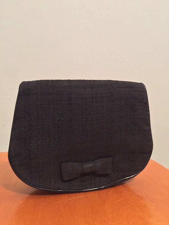 Vintage black bow foldable handbag - image 2