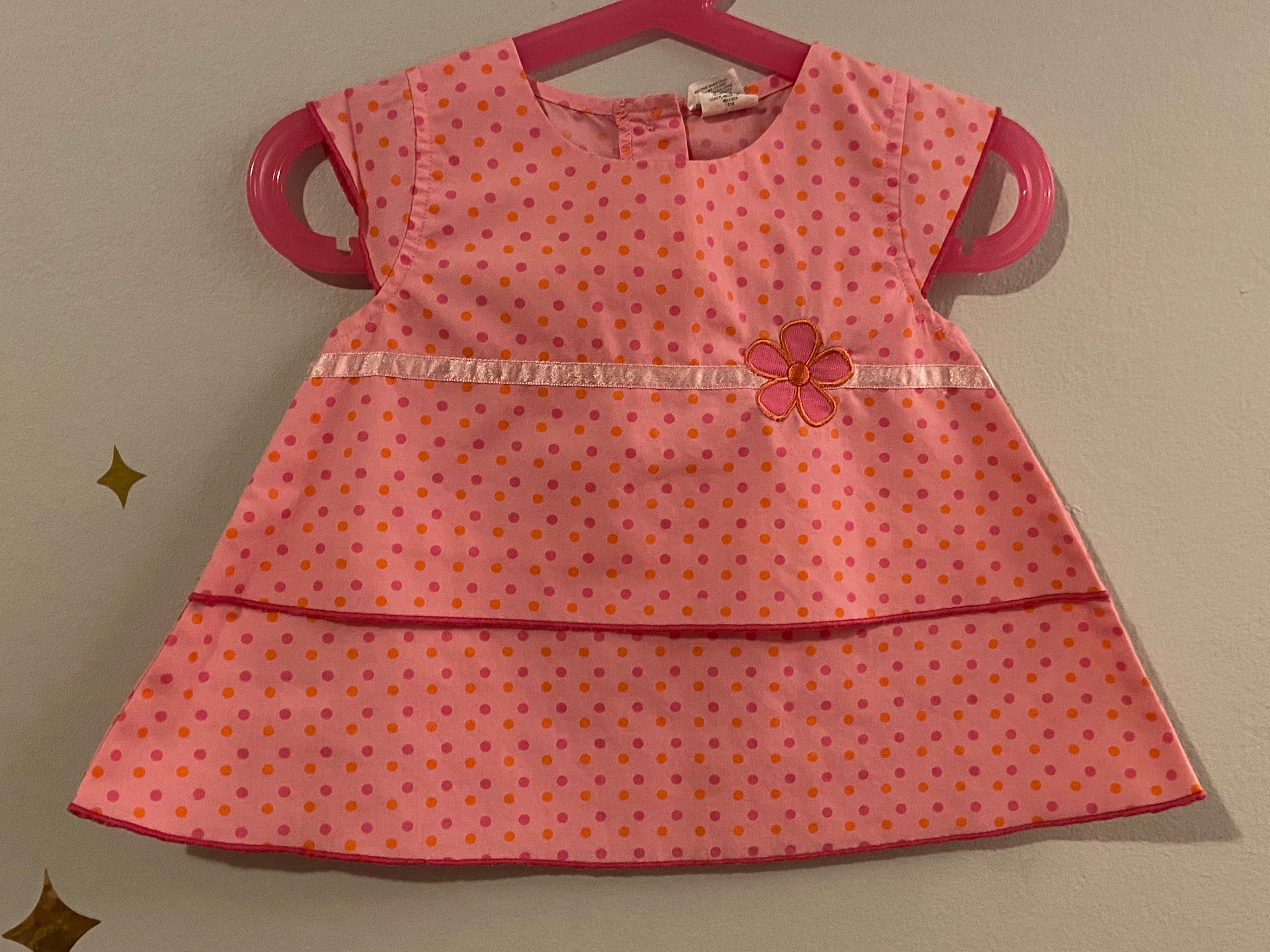 pink and orange polka dot dress