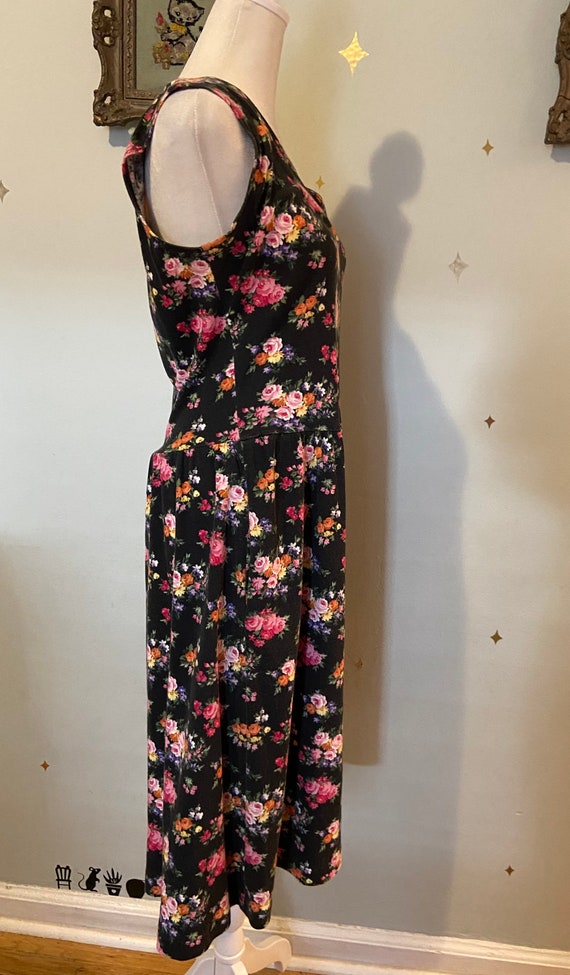 Vintage black floral two piece dress and jacket s… - image 4