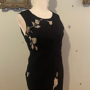 Vintage black floral maxi tieback dress • size small • by Awesome