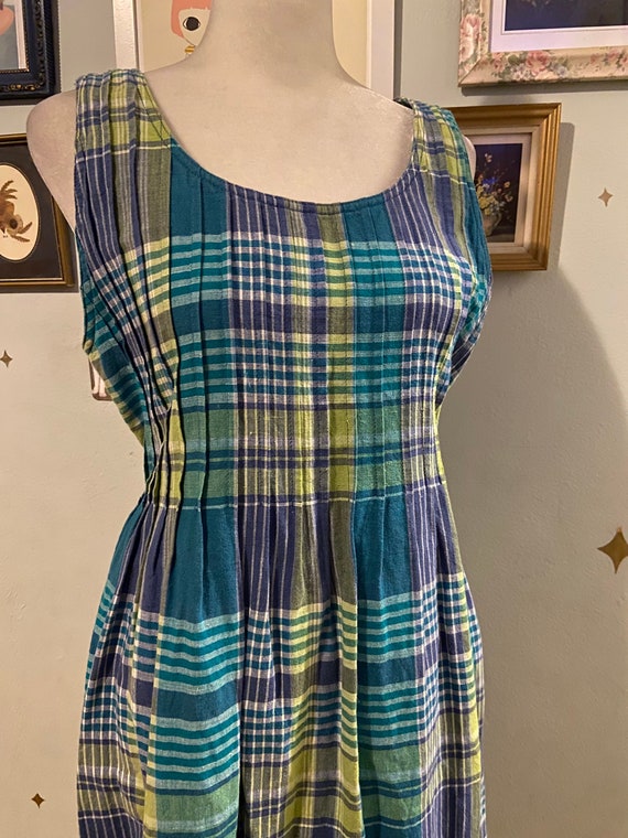 Vintage plaid tie back picnic dress • by Positive… - image 1