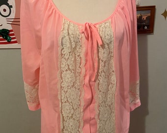 Vintage sheer pink robe with lace details