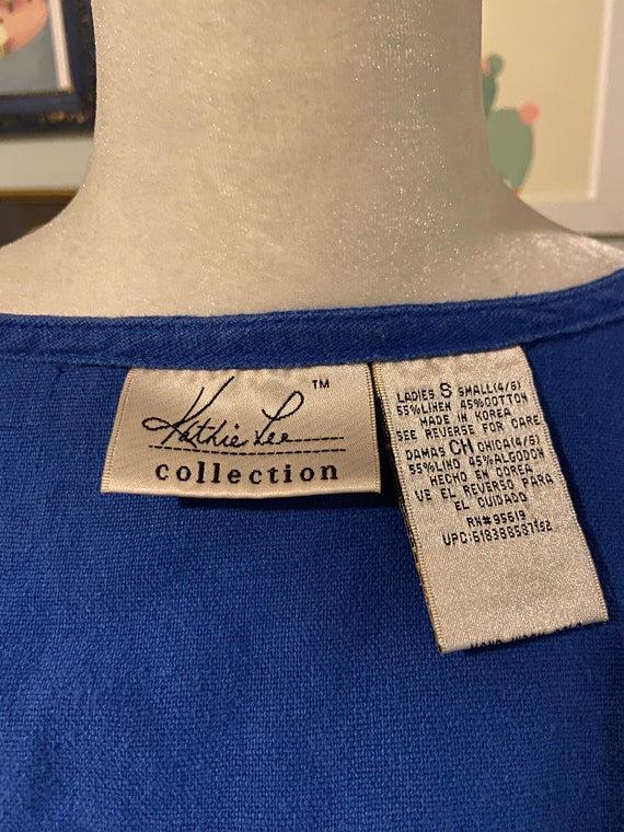 Vintage linen blend blue vest with pockets • by K… - image 8